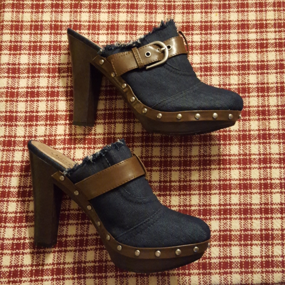 Denim heels